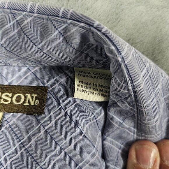 Stetson Men's Western Long Sleeve Shirt XL  Extra Large Blue White Stripes - Picture 4 of 16